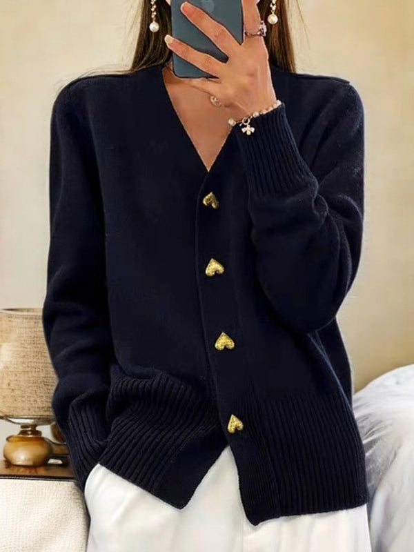 LIVIA - Cardigan Casual in Lana con Bottoni a Cuori 💝