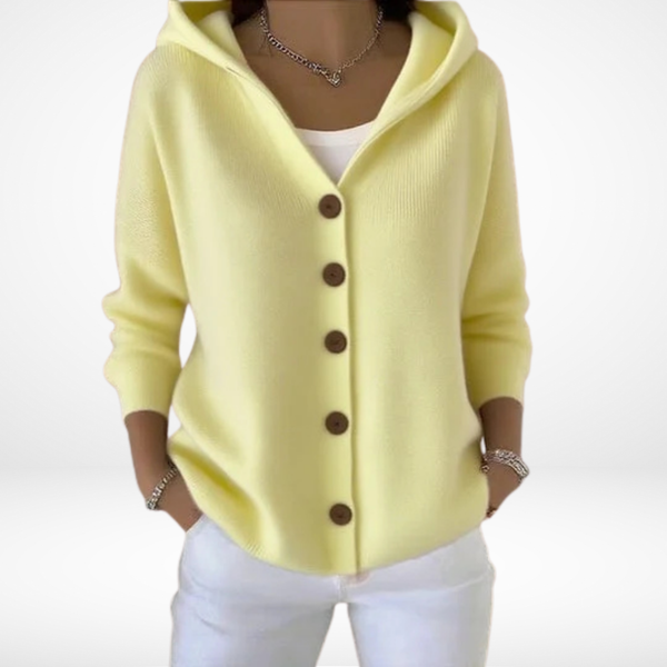  NABLI - Cardigan da donna con Cappuccio e Bottoni
